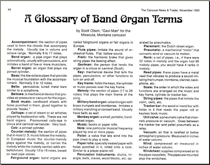 Band Organ Terms